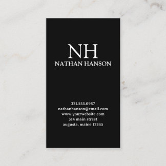 Eenvoudig zwart monogram Modern Visitekaartje