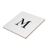 Eenvoudig zwart monogram op wit tegeltje (Zijkant)