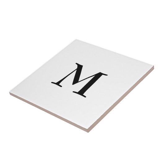 Eenvoudig zwart monogram op wit tegeltje (Zijkant)