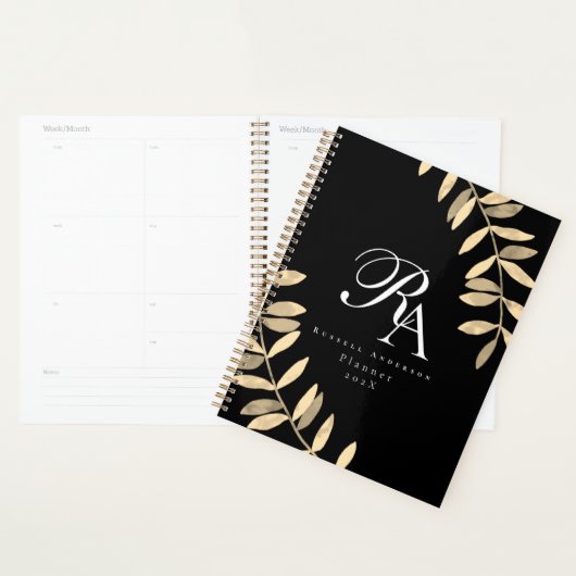 Eenvoudig zwart Monogram Planner (Display)