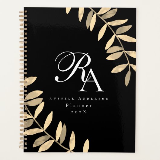 Eenvoudig zwart Monogram Planner (Voorkant)