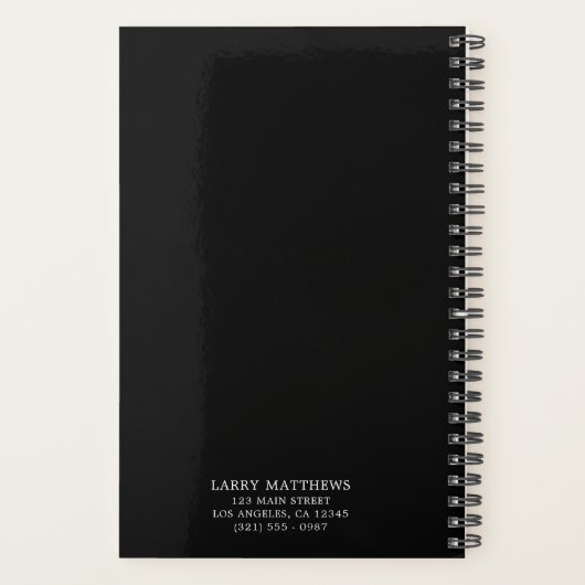 Eenvoudig zwart monogram planner (Achterkant)