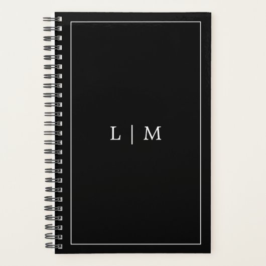 Eenvoudig zwart monogram planner (Voorkant)