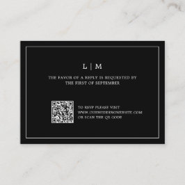Eenvoudig zwart monogram QR-code Elegante bruiloft Notitiekaartje
