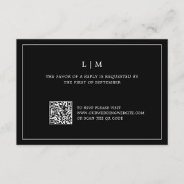 Eenvoudig zwart monogram QR-code Elegante bruiloft RSVP Kaartje