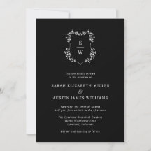 Eenvoudig zwart monogram trouwfeest