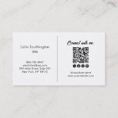 Eenvoudig zwart monogram, zwarte linen, Profession Visitekaartje (Achterkant)