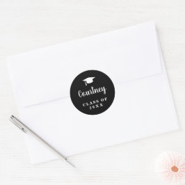 Eenvoudig zwart mortier Board Modern Afstuderen Ronde Sticker