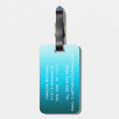 Eenvoudig zwart naar Aqua Blue Gradient Monogram Bagagelabel (Achterkant verticaal)