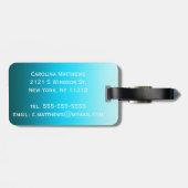 Eenvoudig zwart naar Aqua Blue Gradient Monogram Bagagelabel (Achterkant horizontaal)
