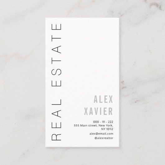 eenvoudig zwart onroerend goed visitekaartje (Voorkant)