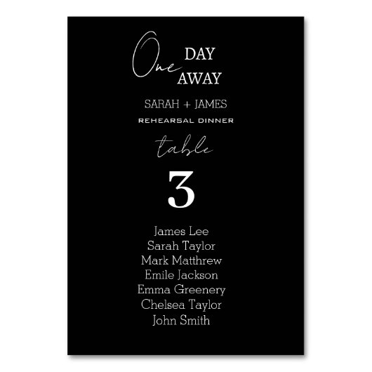 Eenvoudig zwart op een dag weg bruiloft zitgrafiek kaart (Voorkant)