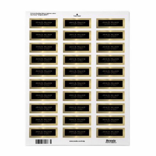 Eenvoudig zwart op goud etiket (Full Sheet)