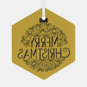 Eenvoudig zwart op goud Vrolijk kerstfeest | Glas Ornament (Achterkant)