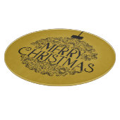 Eenvoudig zwart op goud Vrolijk kerstfeest | Glas Snijplank (Hoek)