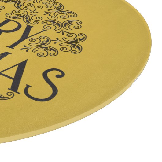 Eenvoudig zwart op goud Vrolijk kerstfeest | Glas Snijplank (Hoek)