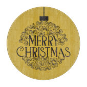 Eenvoudig zwart op goud Vrolijk kerstfeest | Glas Snijplank (Voorkant)