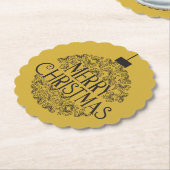 Eenvoudig zwart op goud Vrolijk kerstfeest | Kartonnen Onderzetters (Gekanteld)