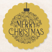 Eenvoudig zwart op goud Vrolijk kerstfeest | Kartonnen Onderzetters (Voorkant)