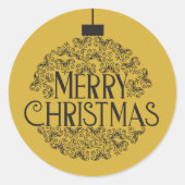 Eenvoudig zwart op goud Vrolijk kerstfeest | Ronde Sticker (Voorkant)