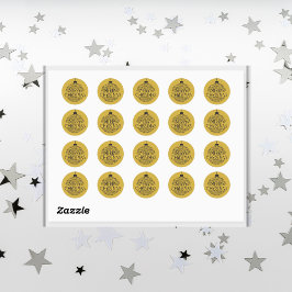Eenvoudig zwart op goud Vrolijk kerstfeest | Ronde Sticker