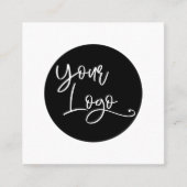 Eenvoudig zwart op wit Voeg je eigen Logo toe Vierkante Visitekaartje (Voorkant)