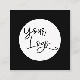 Eenvoudig zwart op wit Voeg je eigen Logo toe Vierkante Visitekaartje