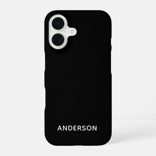 Eenvoudig Zwart Persoonlijk Gegraveerd iPhone 16 Hoesje (Achterkant)
