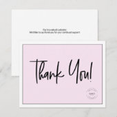 Eenvoudig zwart roze bedrijf sociaal bedankt (Voorkant / Achterkant)