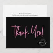 Eenvoudig zwart roze bedrijf sociaal bedankt (Voorkant / Achterkant)