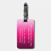 Eenvoudig zwart-roze gradiëntmonogram bagagelabel (Achterkant verticaal)