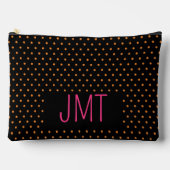 Eenvoudig zwart roze Oranje Stippen monogram Etui (Voorkant)