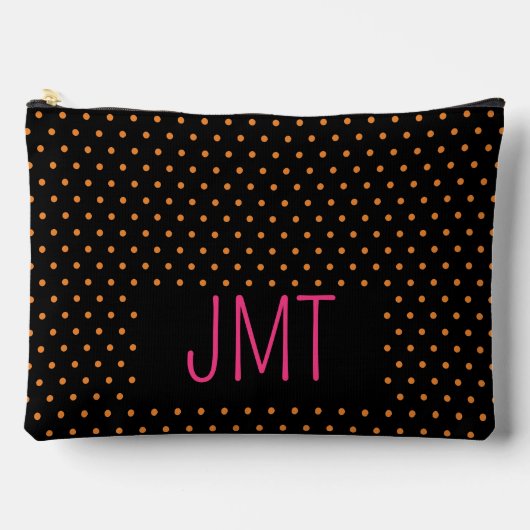 Eenvoudig zwart roze Oranje Stippen monogram Etui (Voorkant)