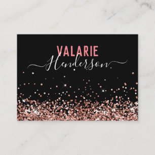 Eenvoudig zwart-roze script glitter visitekaartje