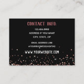 Eenvoudig zwart-roze script glitter visitekaartje (Achterkant)