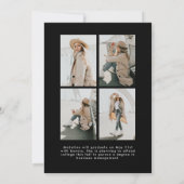 Eenvoudig zwart Script 5 Photo Collage Afstuderen Aankondiging (Achterkant)