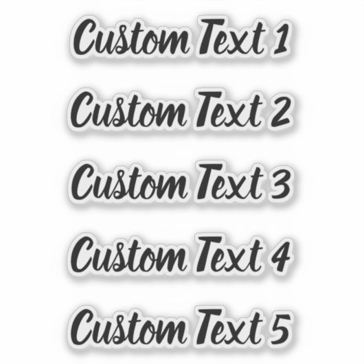 Eenvoudig zwart script 5 regels tekst sticker (Voorkant)