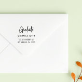 Eenvoudig zwart script Afstuderen retouradres Zelfinktende Stempel