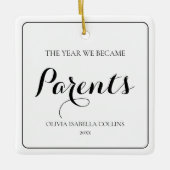 Eenvoudig zwart script Eerste kerst Nieuwe ouders Keramisch Ornament (Voorkant)