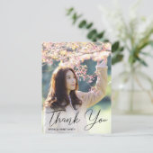 Eenvoudig zwart script foto Afstuderen Dank u Briefkaart (Staand voorkant)