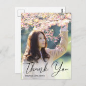 Eenvoudig zwart script foto Afstuderen Dank u Briefkaart (Voorkant / Achterkant)