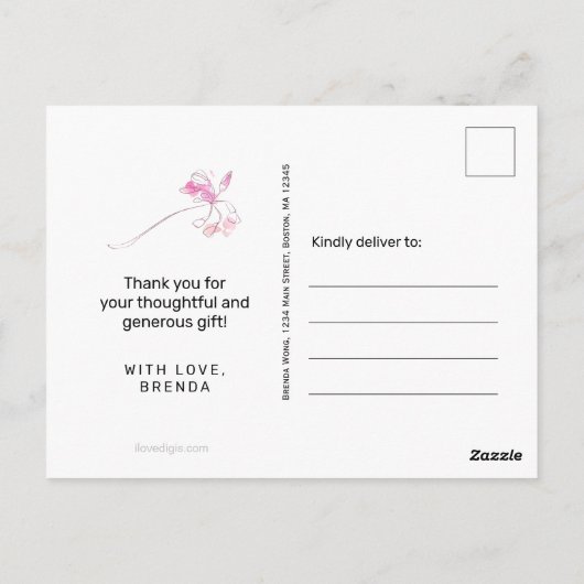 Eenvoudig zwart script foto Afstuderen Dank u Briefkaart (Achterkant)