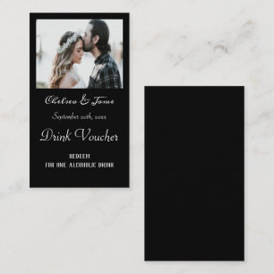 Eenvoudig zwart script foto bruiloft Drink ticket