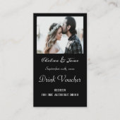 Eenvoudig zwart script foto bruiloft Drink ticket (Voorkant)