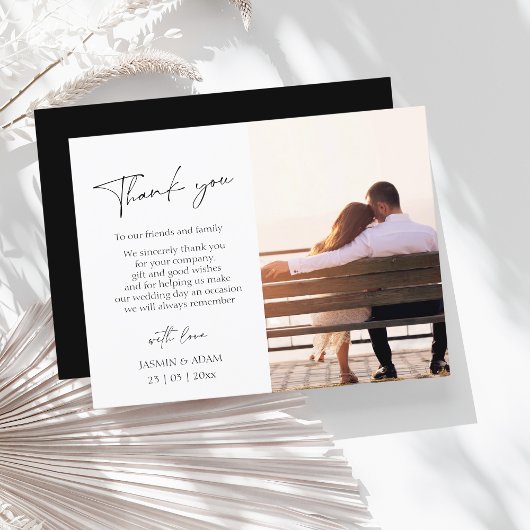 Eenvoudig zwart script foto Weduwnaar Hartelijk da Briefkaart