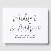 Eenvoudig zwart script fotoweduwschap gastenboek (Voorkant)