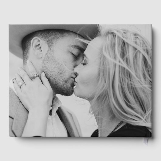 Eenvoudig zwart script fotoweduwschap gastenboek (Achterkant)