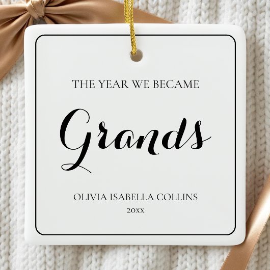 Eenvoudig zwart script grootouders eerste kerst keramisch ornament