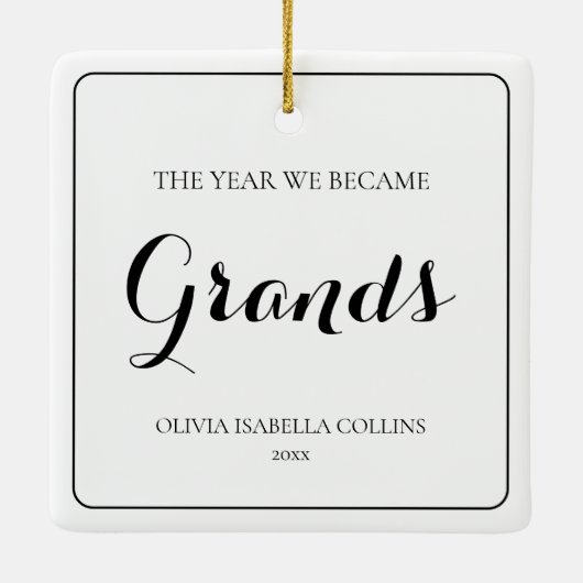 Eenvoudig zwart script grootouders eerste kerst keramisch ornament (Achterkant)