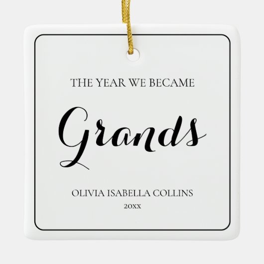 Eenvoudig zwart script grootouders eerste kerst keramisch ornament (Voorkant)